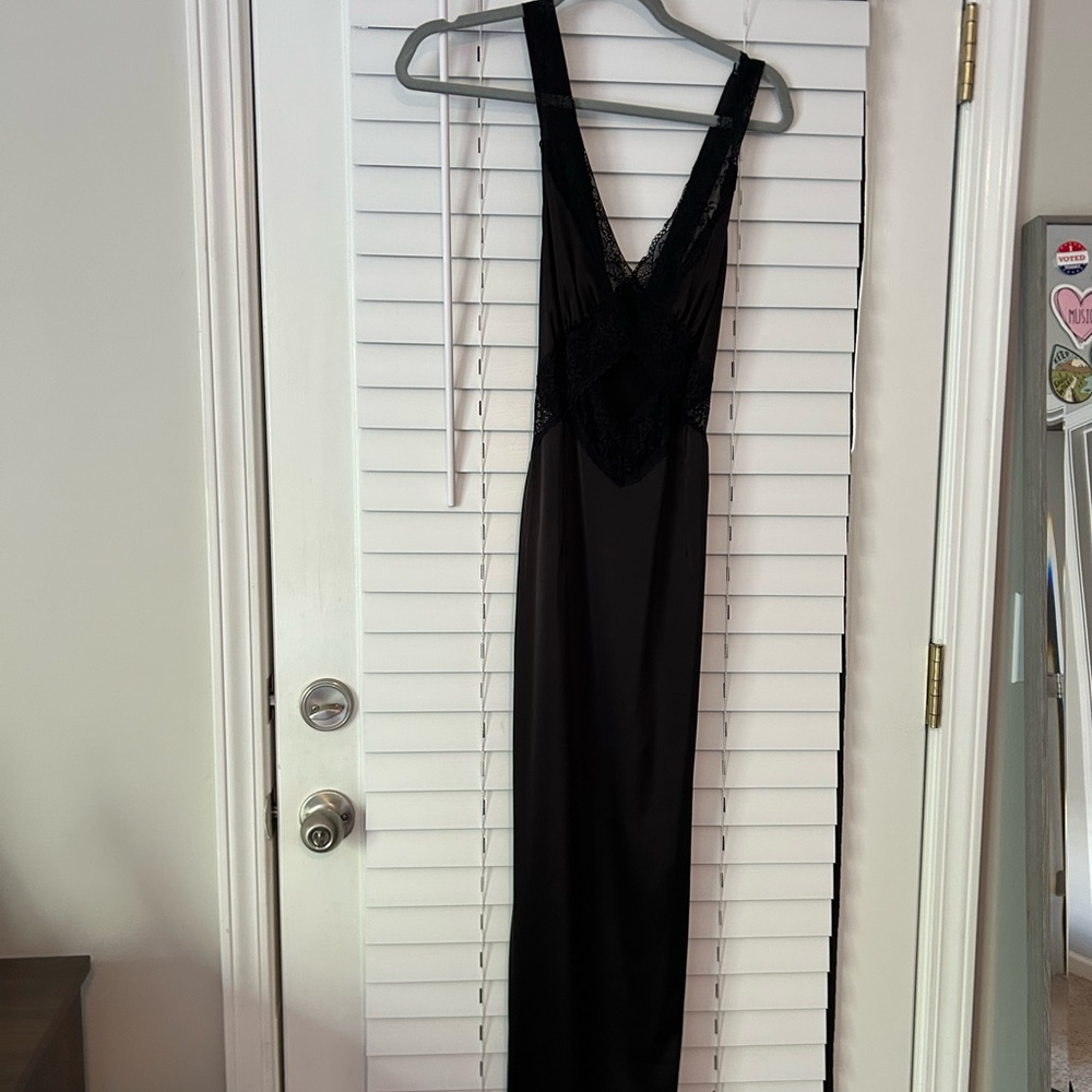 Nasty Gal Black Satin Maxi Dress